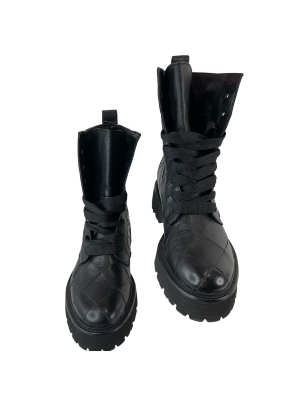 Kennel & Schmenger Boots Womens Sz US 7 Power Woven Blk Leather Combat New $509 - Picture 2 of 11